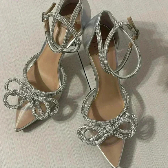 inc international concepts Women Slingback Stiletto Dress Pump Silver Bling 6M - Picture 9 of 13